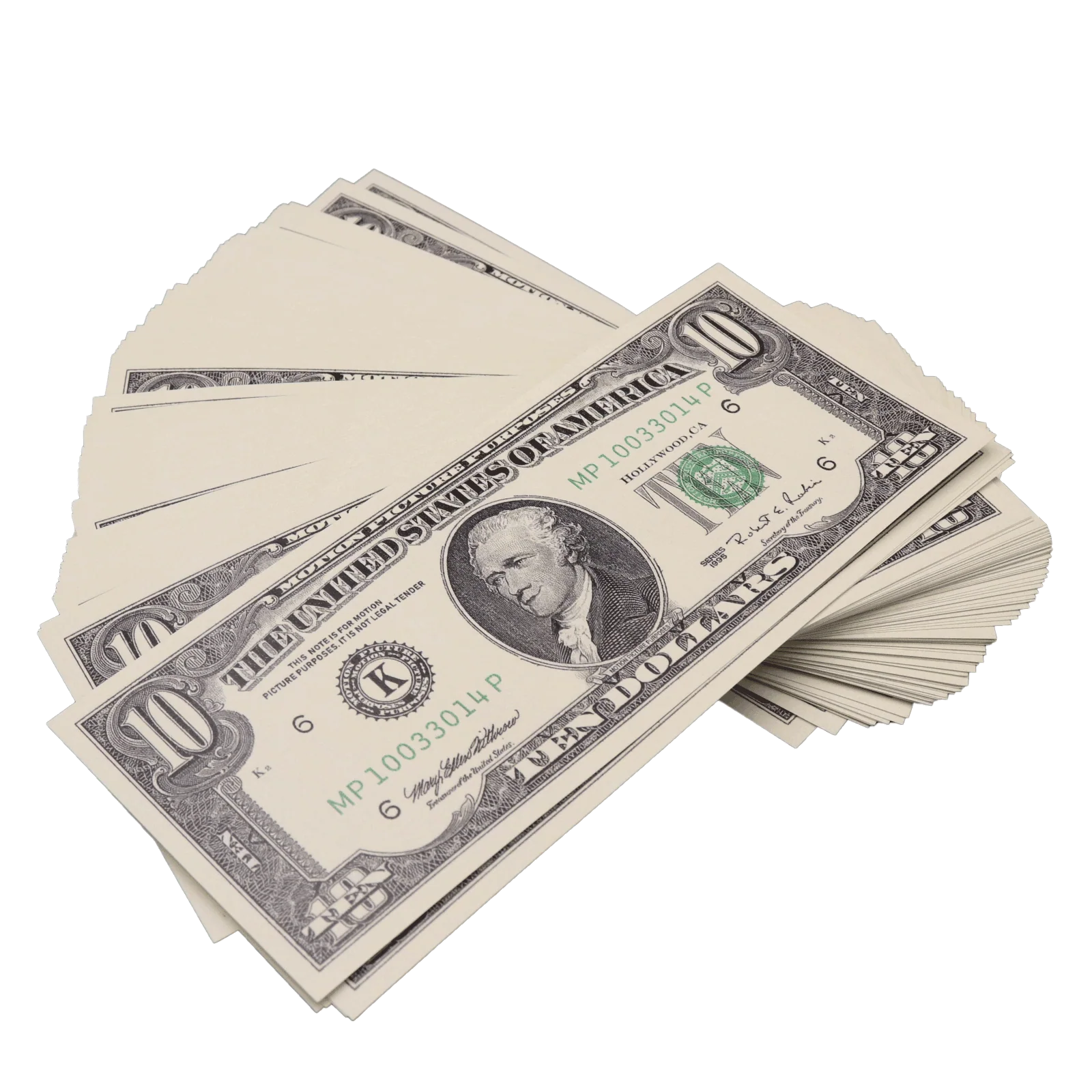 Money Prop - 1990 Series $10 Bills Crisp $1,000 Full Print Stack - Image 3