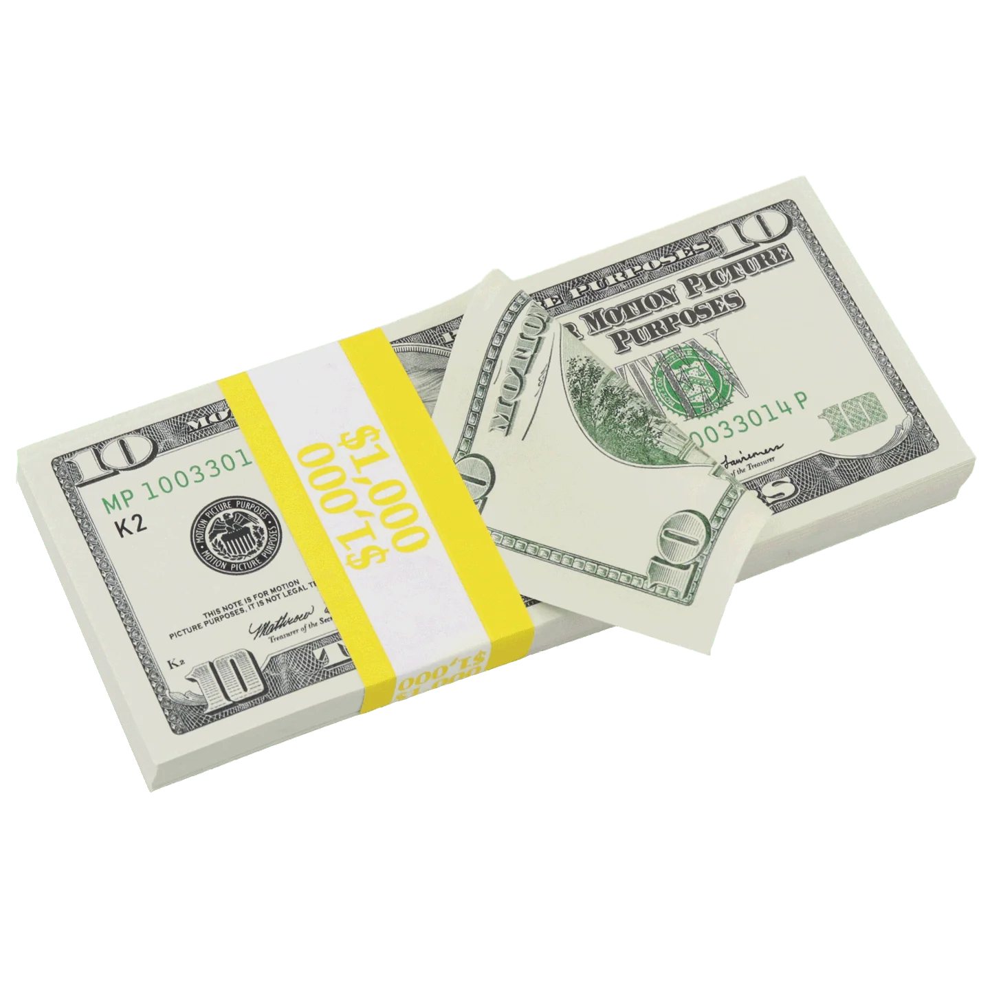 Money Prop - 2000 Series $10 Crisp New $1,000 Full Print Stack - Image 2