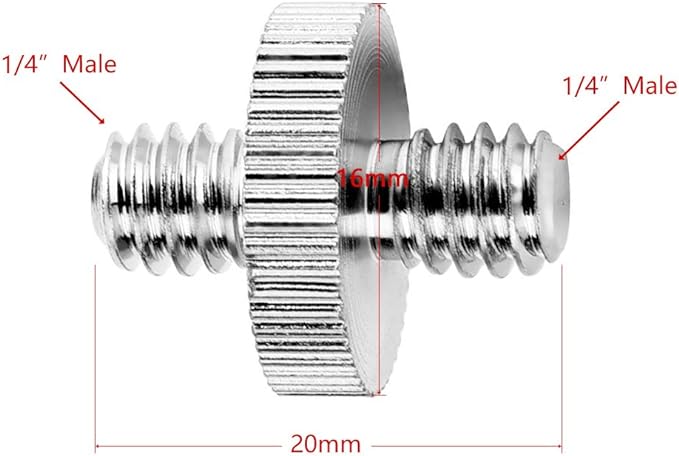 1/4"-20 Male to 1/4"-20 Male Threaded Tripod Screw Adapter - Image 3