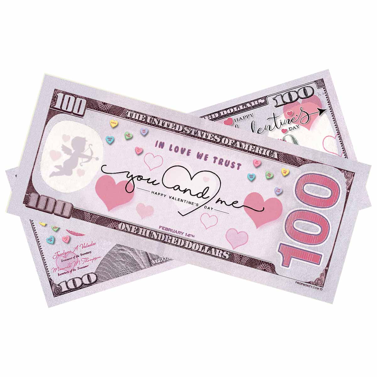 Money Prop - $100 Happy Valentine's Day Bills - Image 2
