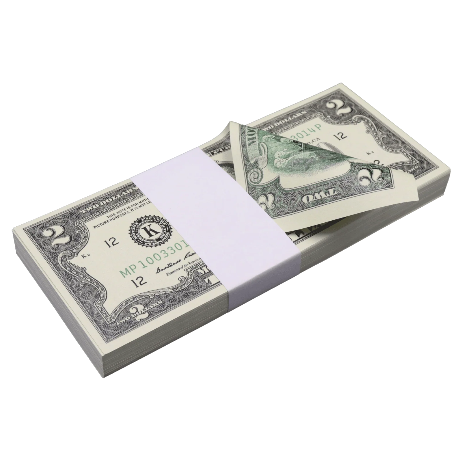 Money Prop - 1990 Series $2 Full Print $200 Stack - Image 2