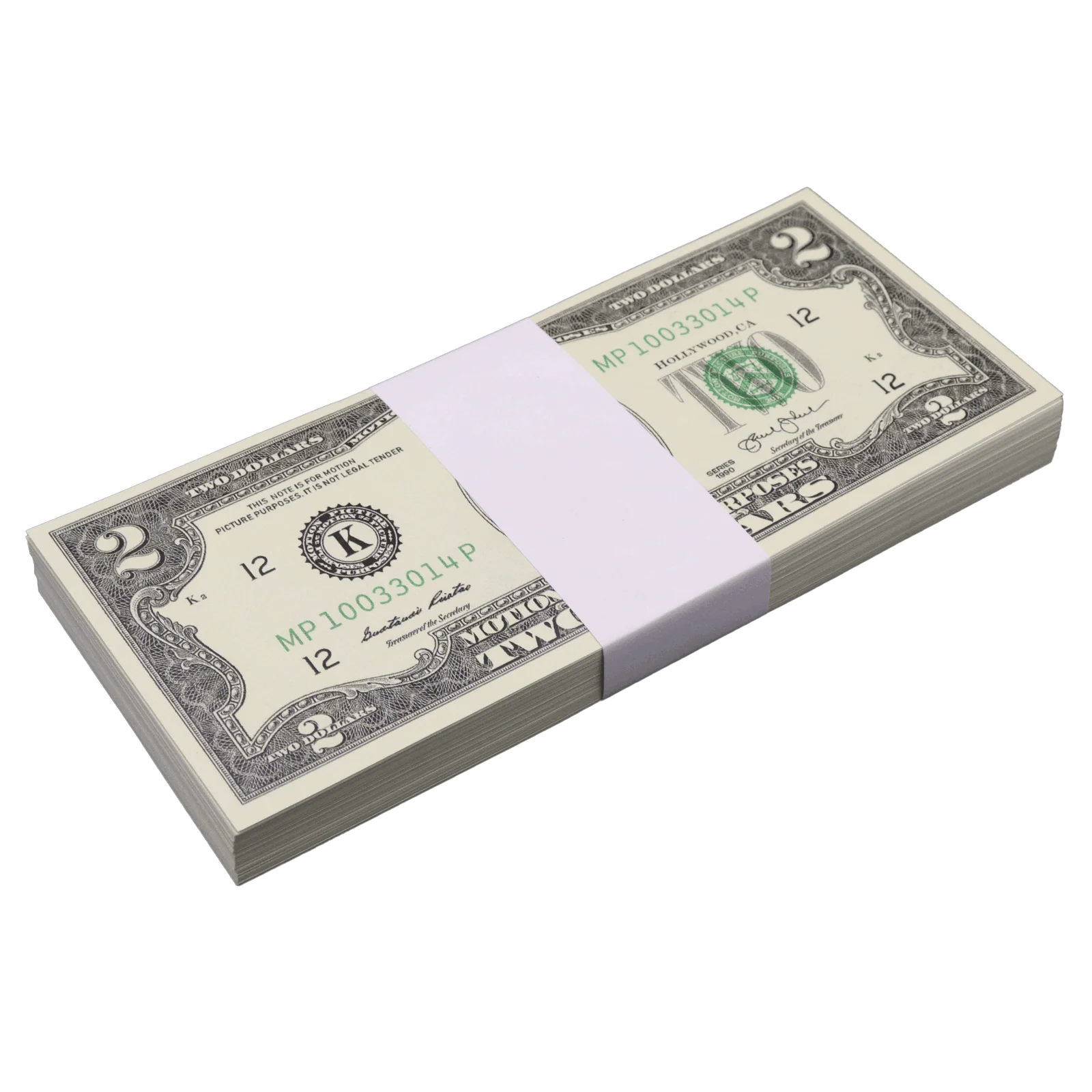 Money Prop - 1990 Series $2 Full Print $200 Stack - Image 5
