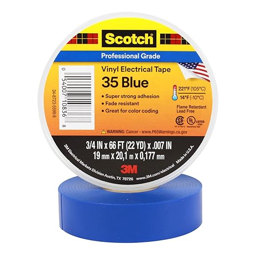 3M Scotch Vinyl Electrical Tape .75" x 66 Feet (Black, Blue, Green, Orange, Red, White, Yellow) - Image 2