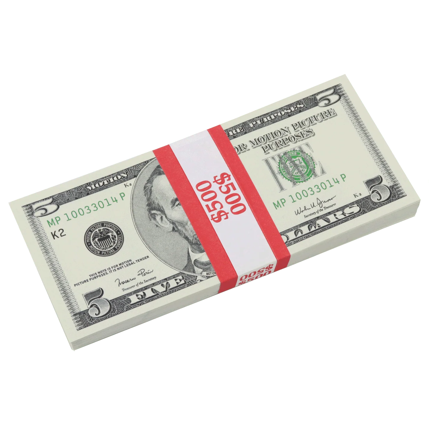 Money Prop - 2000 Series $5 Full Print $500 Stack - Image 5