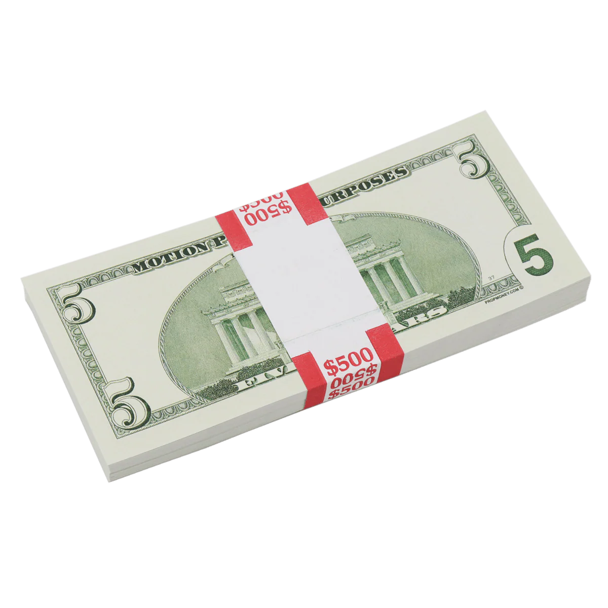 Money Prop - 2000 Series $5 Full Print $500 Stack - Image 6