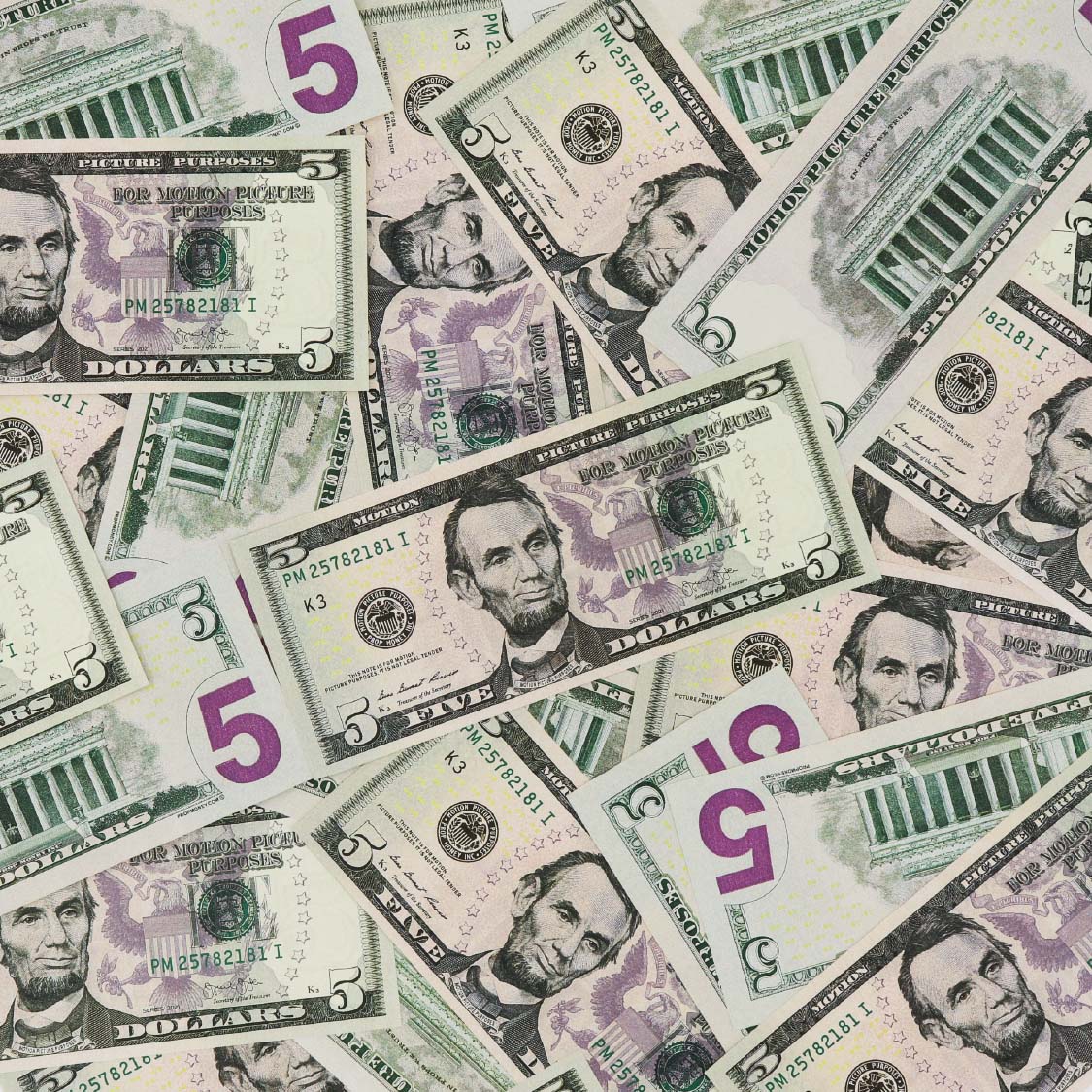 Money Prop - New Series $5 Full Print $500 Stack - Image 2