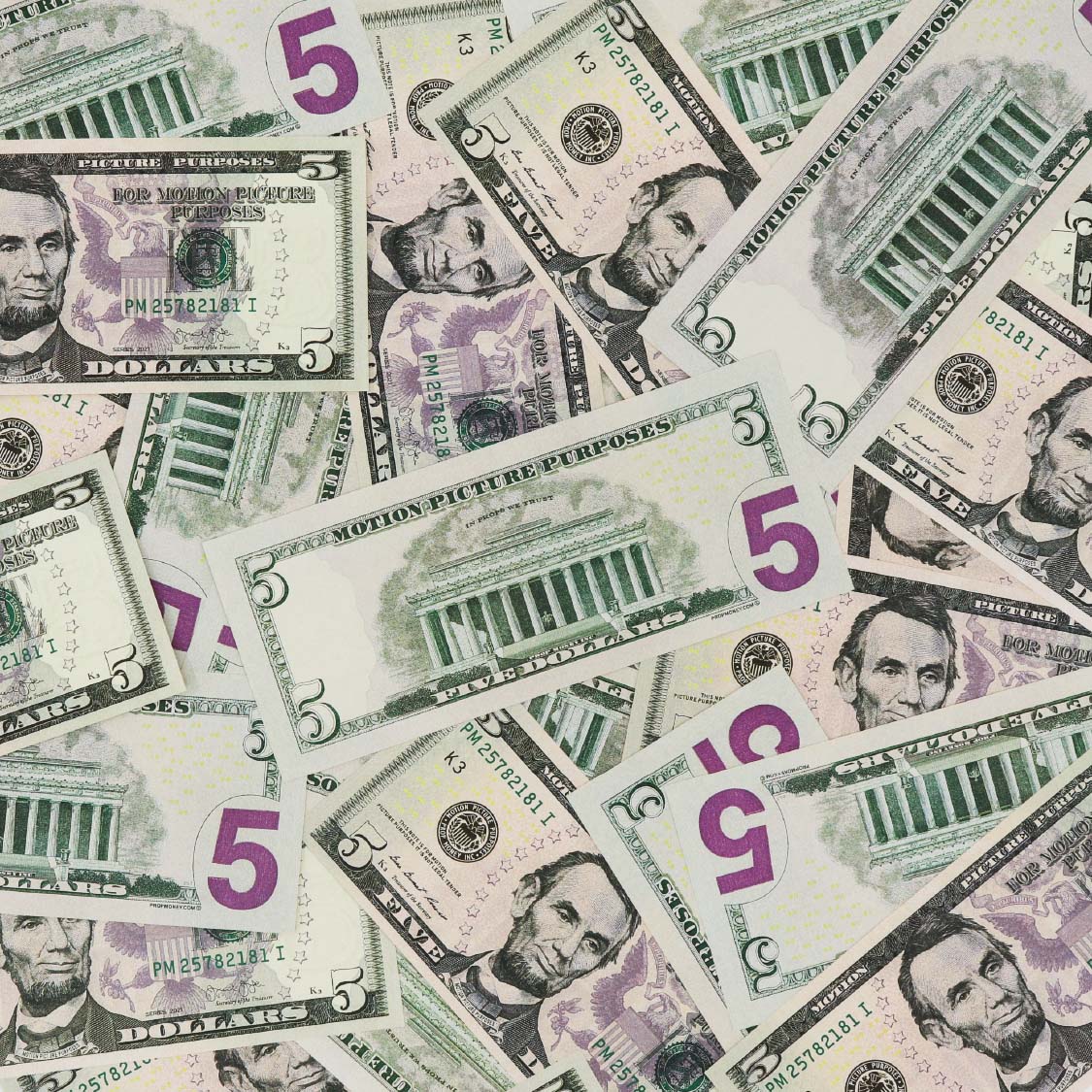 Money Prop - New Series $5 Full Print $500 Stack - Image 3