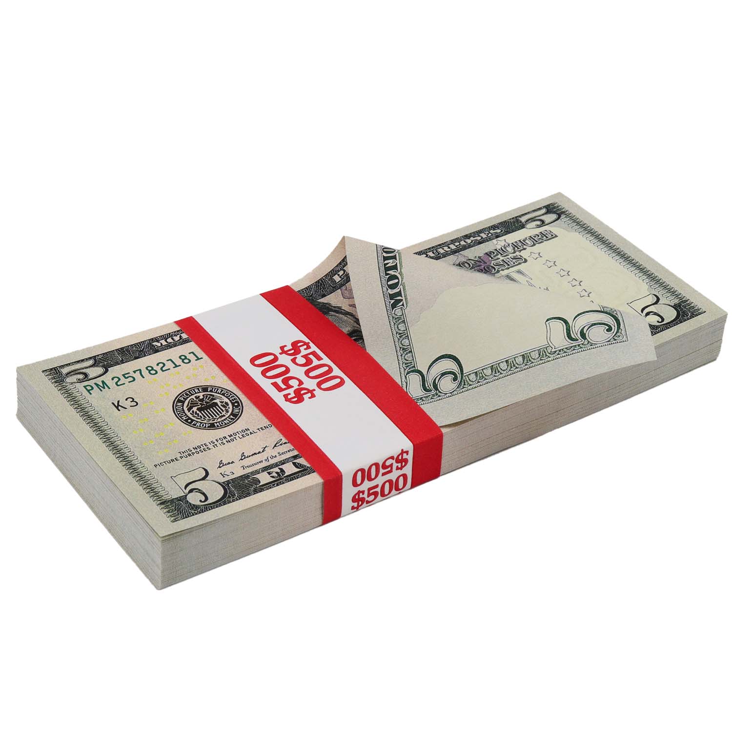 Money Prop - New Series $5 Full Print $500 Stack - Image 5