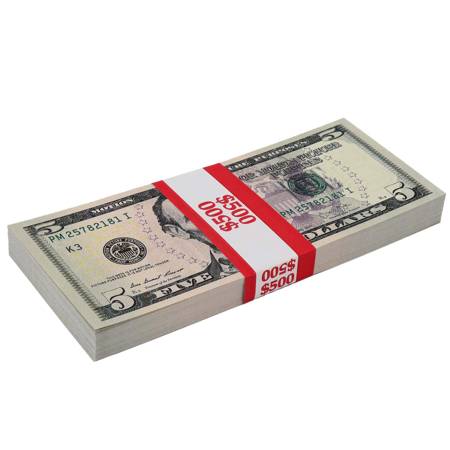 Money Prop - New Series $5 Full Print $500 Stack - Image 6