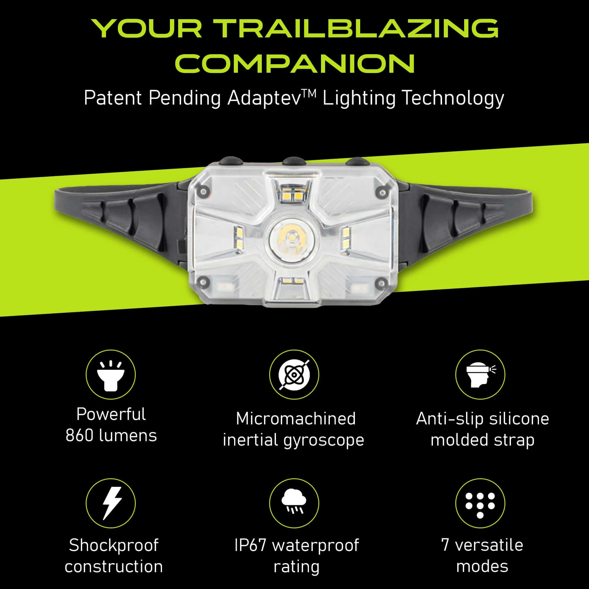 Adaptev Headlamp - Inertial Gyroscope LED Rechargeable Smart Head Lamp - Image 5
