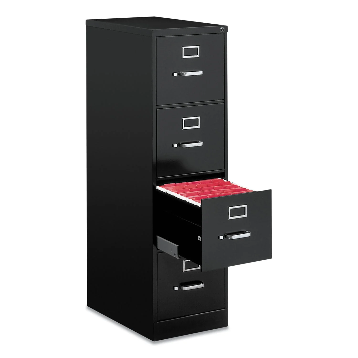 Alera Economy Vertical File, 4 Letter-Size File Drawers, Black, 15" x 25" x 52" - Image 2