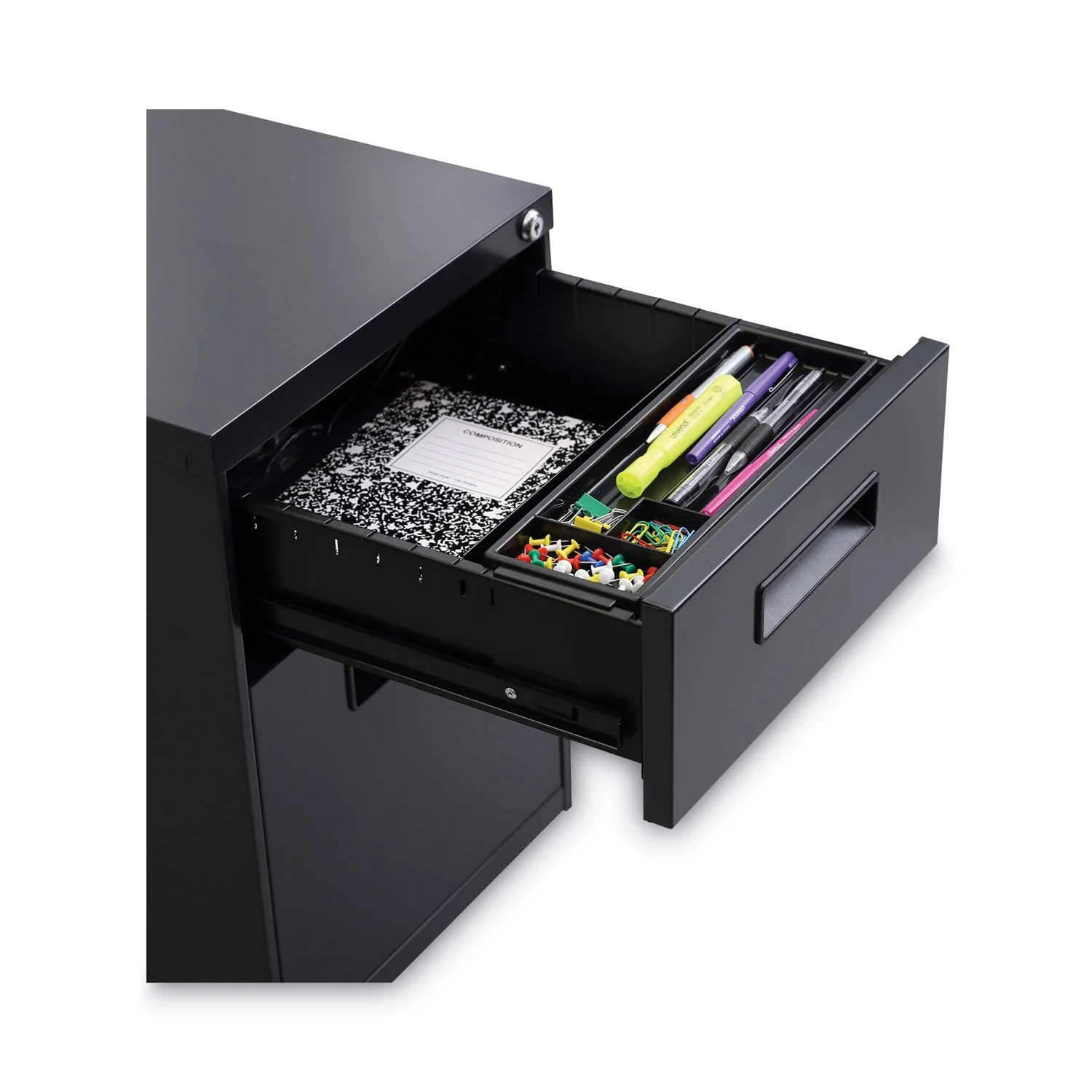 Alera File Pedestal, Left or Right, 2-Drawers: Box/File, Legal/Letter, Charcoal, 14.96" x 19.29" x 21.65" - Image 5