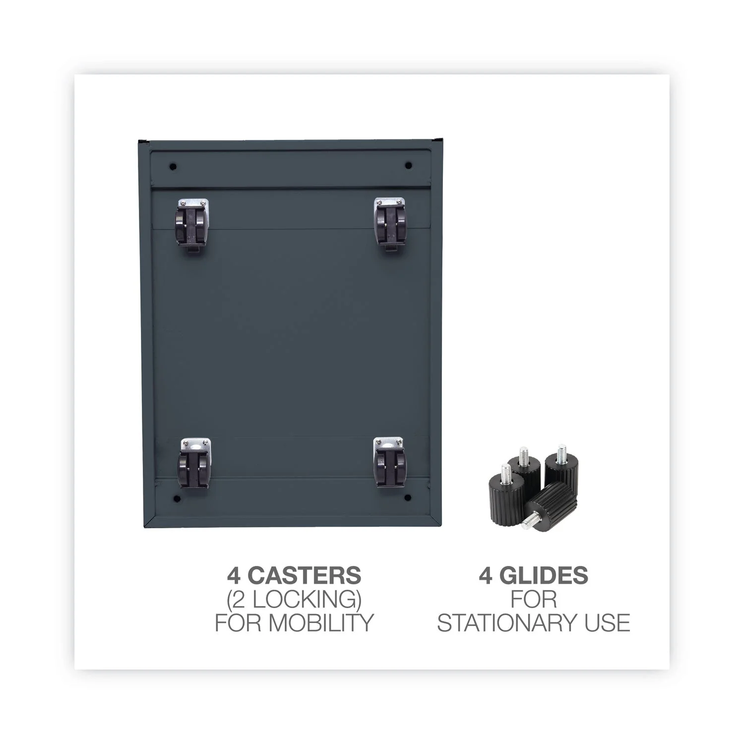 Alera File Pedestal, Left or Right, 2-Drawers: Box/File, Legal/Letter, Charcoal, 14.96" x 19.29" x 21.65" - Image 8