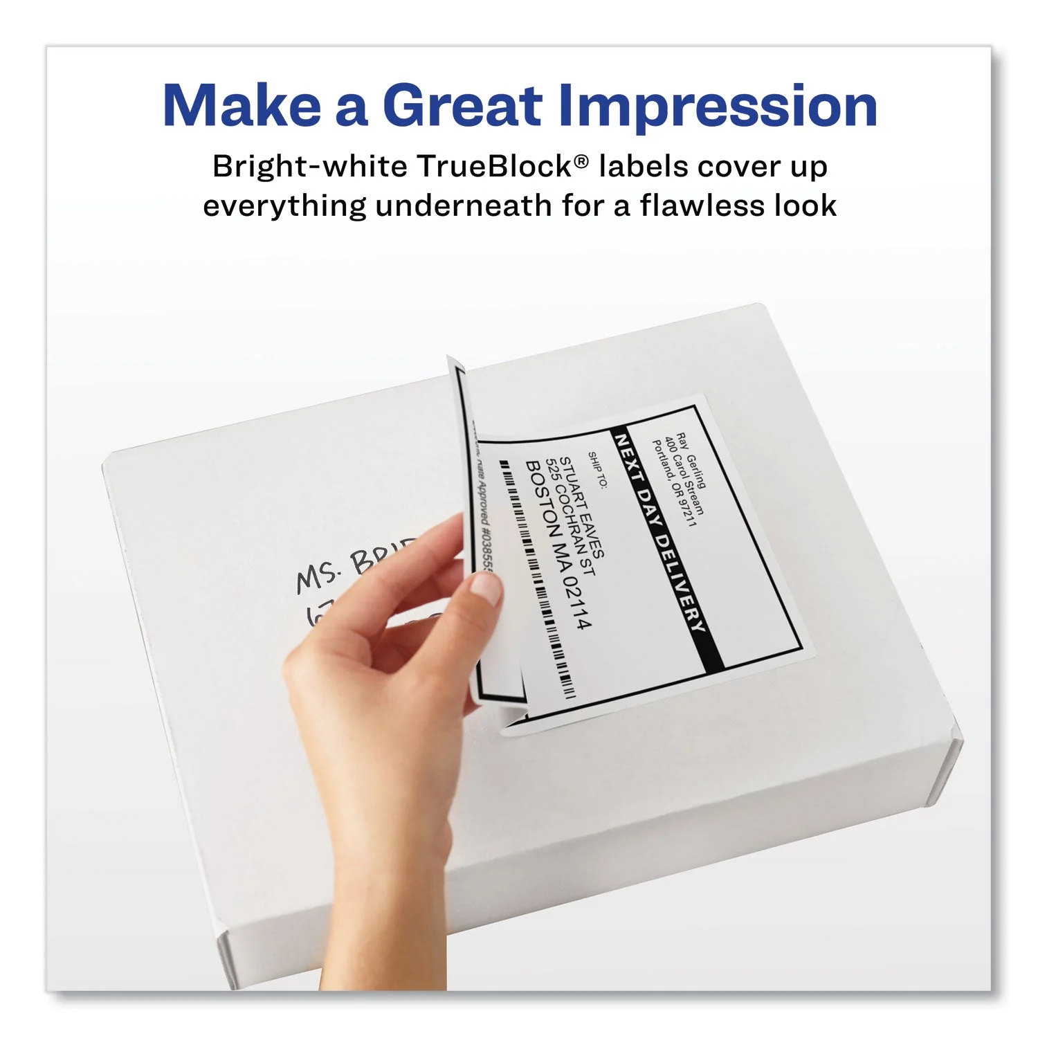Avery Shipping Labels w/ TrueBlock Technology, Inkjet/Laser Printers, 5.5 x 8.5, White, 2/Sheet, 500 Sheets/Box - Image 2