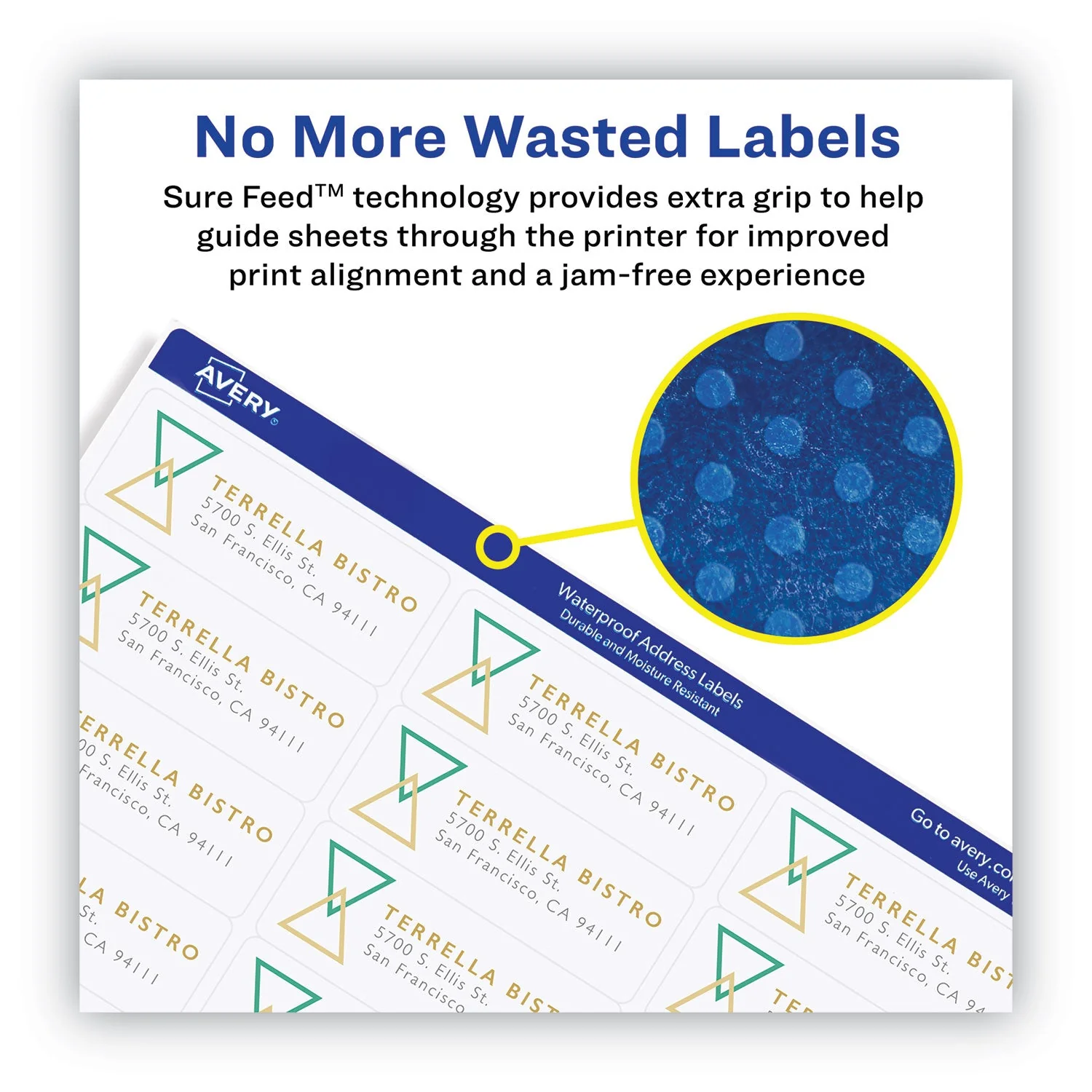 Avery Waterproof Shipping Labels with TrueBlock and Sure Feed, Laser Printers, 2 x 4, White, 10/Sheet, 50 Sheets/Pack - Image 3