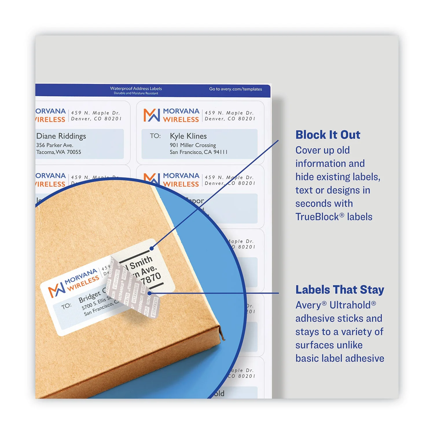 Avery Waterproof Shipping Labels with TrueBlock and Sure Feed, Laser Printers, 2 x 4, White, 10/Sheet, 50 Sheets/Pack - Image 4