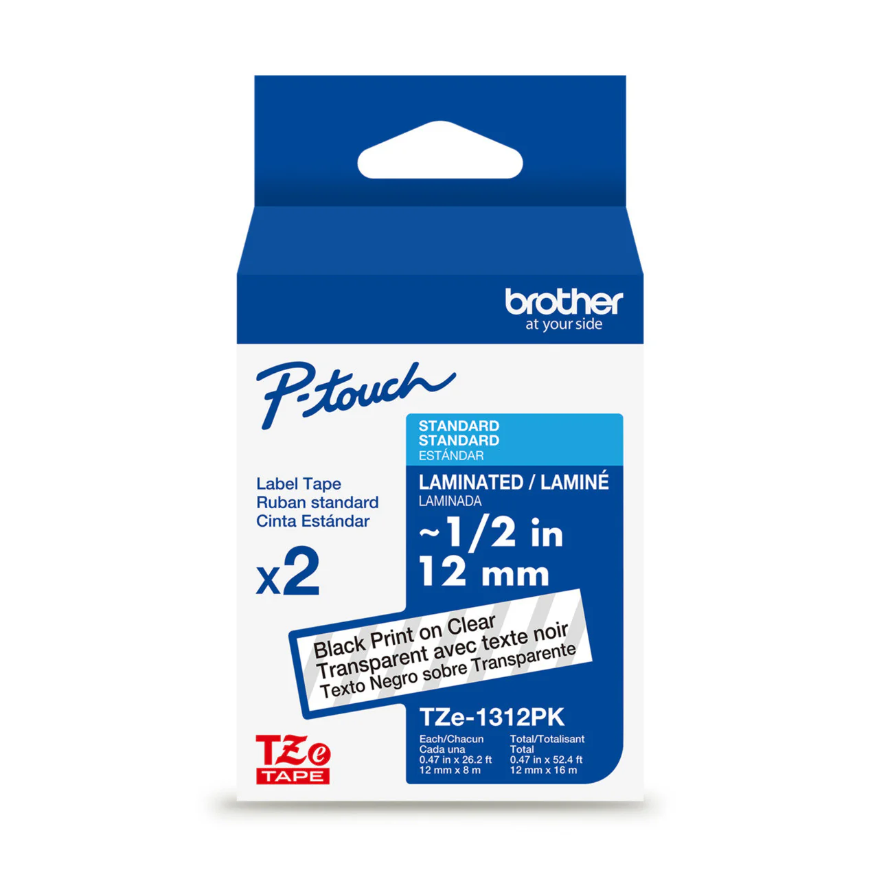 Brother TZe131 Laminated Label Tape for 12mm P-Touch Labelers (Black on Clear, 0.5" x 26.2') - Image 3