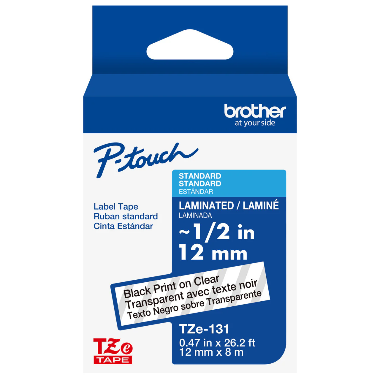 Brother TZe131 Laminated Label Tape for 12mm P-Touch Labelers (Black on Clear, 0.5" x 26.2') - Image 4