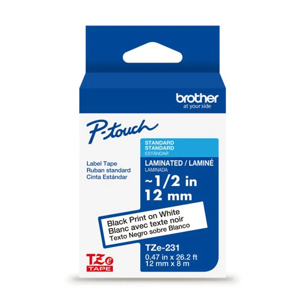 Brother TZe231 Laminated Label Tape for 12mm P-Touch Labelers (Black on White, 0.5" x 26.2') - Image 3
