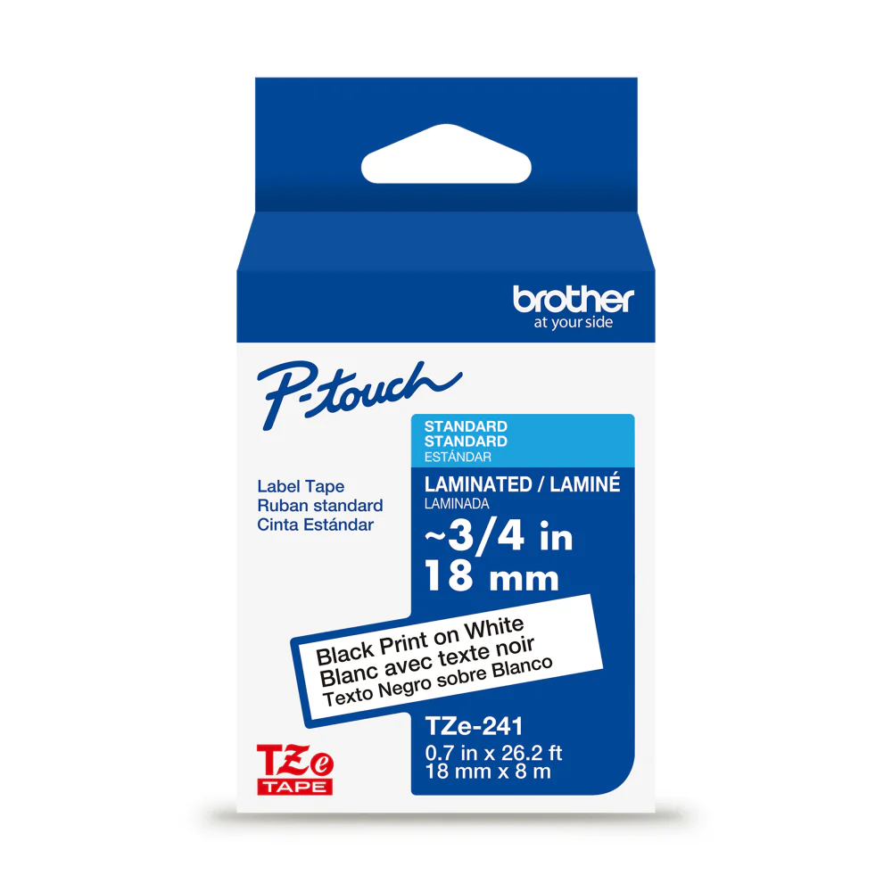 Brother TZe241 Laminated Label Tape for 18mm P-Touch Labelers (Black on White, 0.75" x 26.2') - Image 3