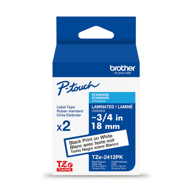 Brother TZe241 Laminated Label Tape for 18mm P-Touch Labelers (Black on White, 0.75" x 26.2') - Image 4