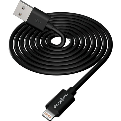 ChargeWorx CHA-CX4600BK Lightning to USB-A Sync and Charge Cable 3' (Black) - Image 2