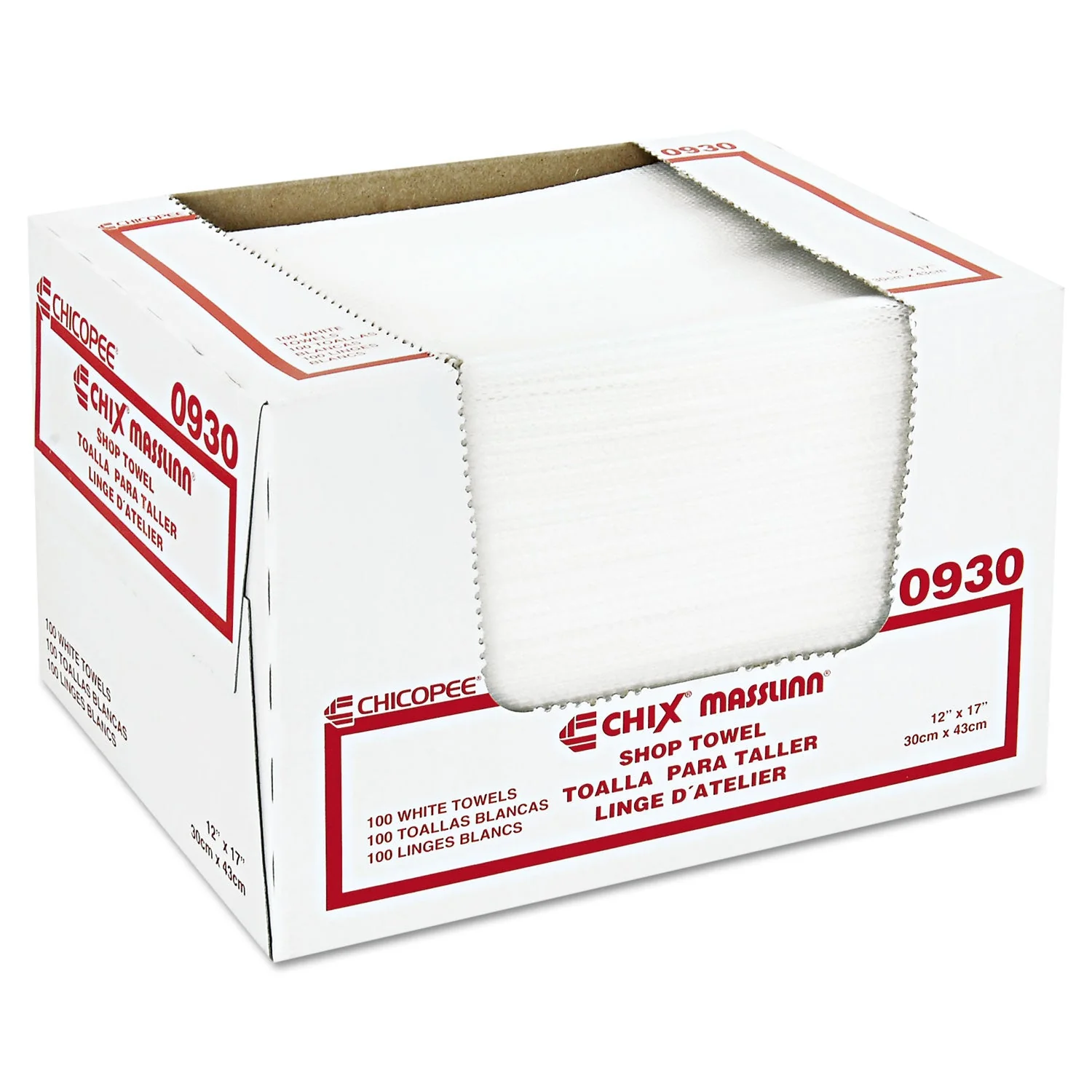 Chix Masslinn Shop Towels, 12 x 17, White, 100/Pack, 12 Packs/Carton - Image 3