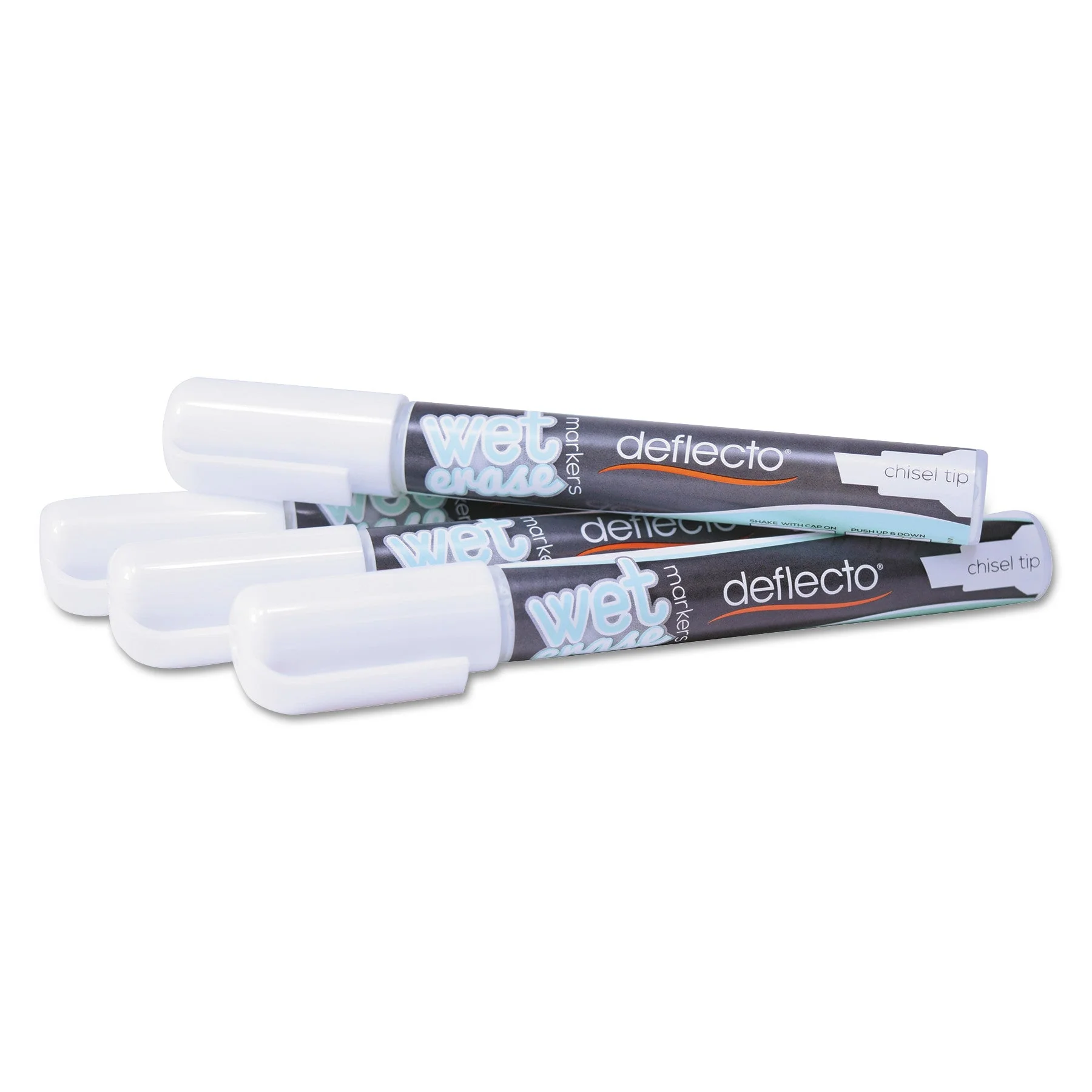 deflecto Wet Erase Markers, Medium Chisel Tip, White, 4/Pack - Image 2