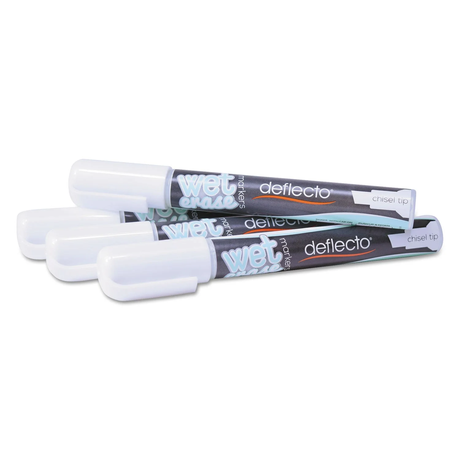 deflecto Wet Erase Markers, Medium Chisel Tip, White, 4/Pack - Image 3