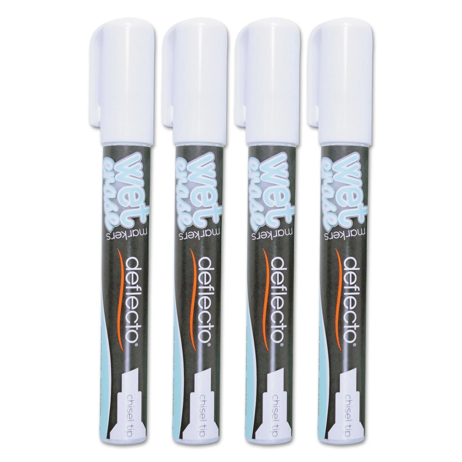 deflecto Wet Erase Markers, Medium Chisel Tip, White, 4/Pack - Image 4
