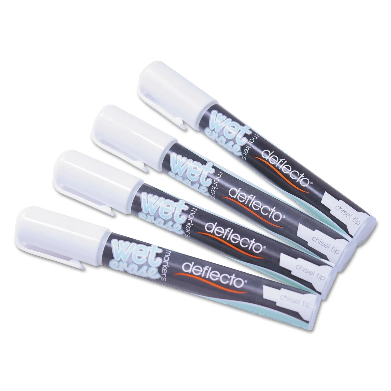 deflecto Wet Erase Markers, Medium Chisel Tip, White, 4/Pack - Image 5