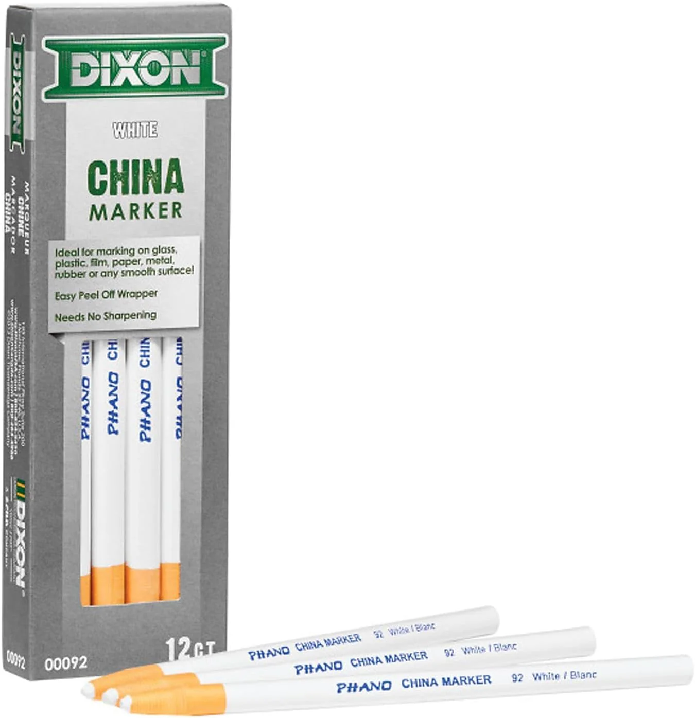 Dixon Phano China Markers - Box of 12 - (Black, Blue, Green, Red, White, Yellow) - Image 14