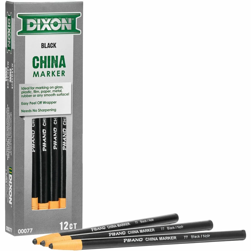 Dixon Phano China Markers - Box of 12 - (Black, Blue, Green, Red, White, Yellow) - Image 7