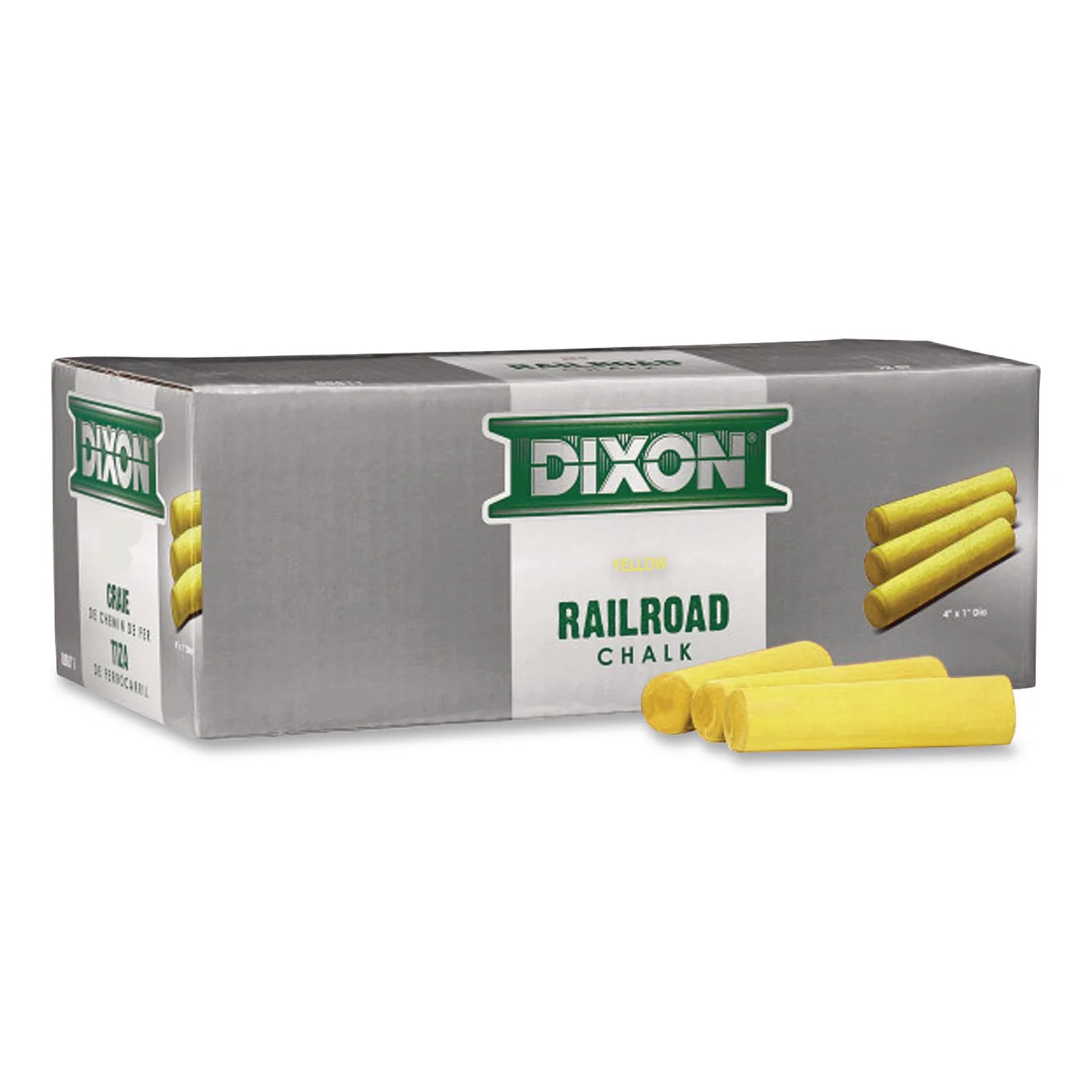 Dixon Railroad Crayon Chalk 4" x 1" 72 Count Box (White, Yellow) - Image 3