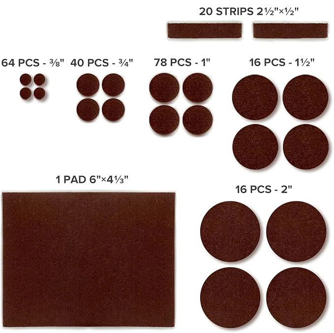 Felt Sound Dampening Furniture Pads (Black, Brown, Grey, Tan, White) - Image 3