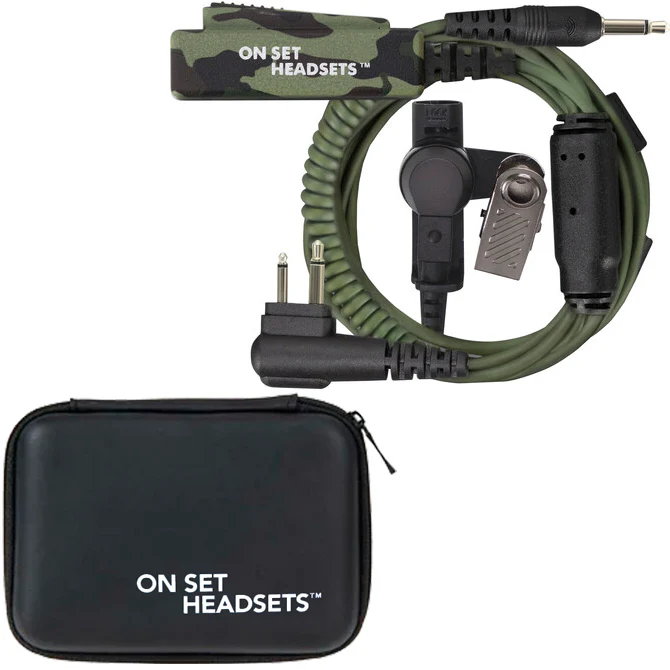 On Set Headsets™️ FilmPro X Comtek Walkie Headset M1 w/3.5mm Input (Green Camouflage) and FREE Case (Various Colors) - Image 3
