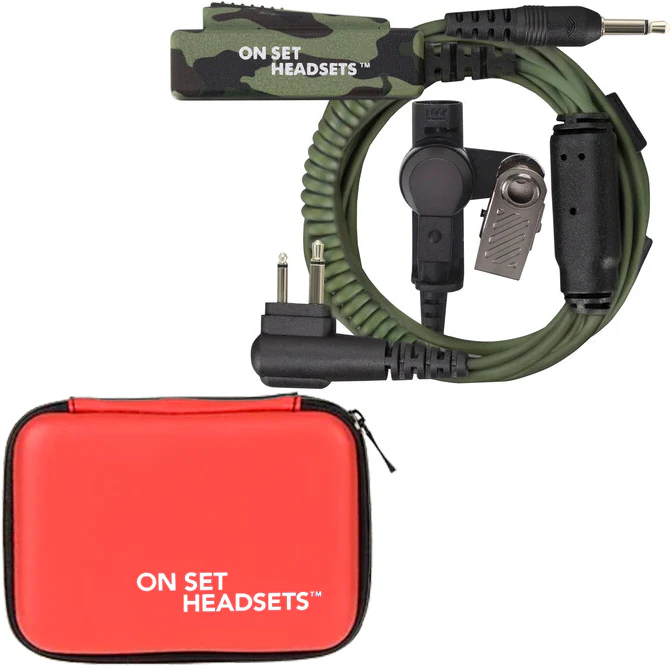 On Set Headsets™️ FilmPro X Comtek Walkie Headset M1 w/3.5mm Input (Green Camouflage) and FREE Case (Various Colors) - Image 4