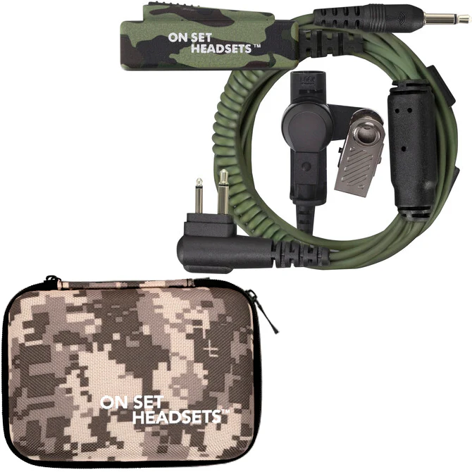 On Set Headsets™️ FilmPro X Comtek Walkie Headset M1 w/3.5mm Input (Green Camouflage) and FREE Case (Various Colors) - Image 9