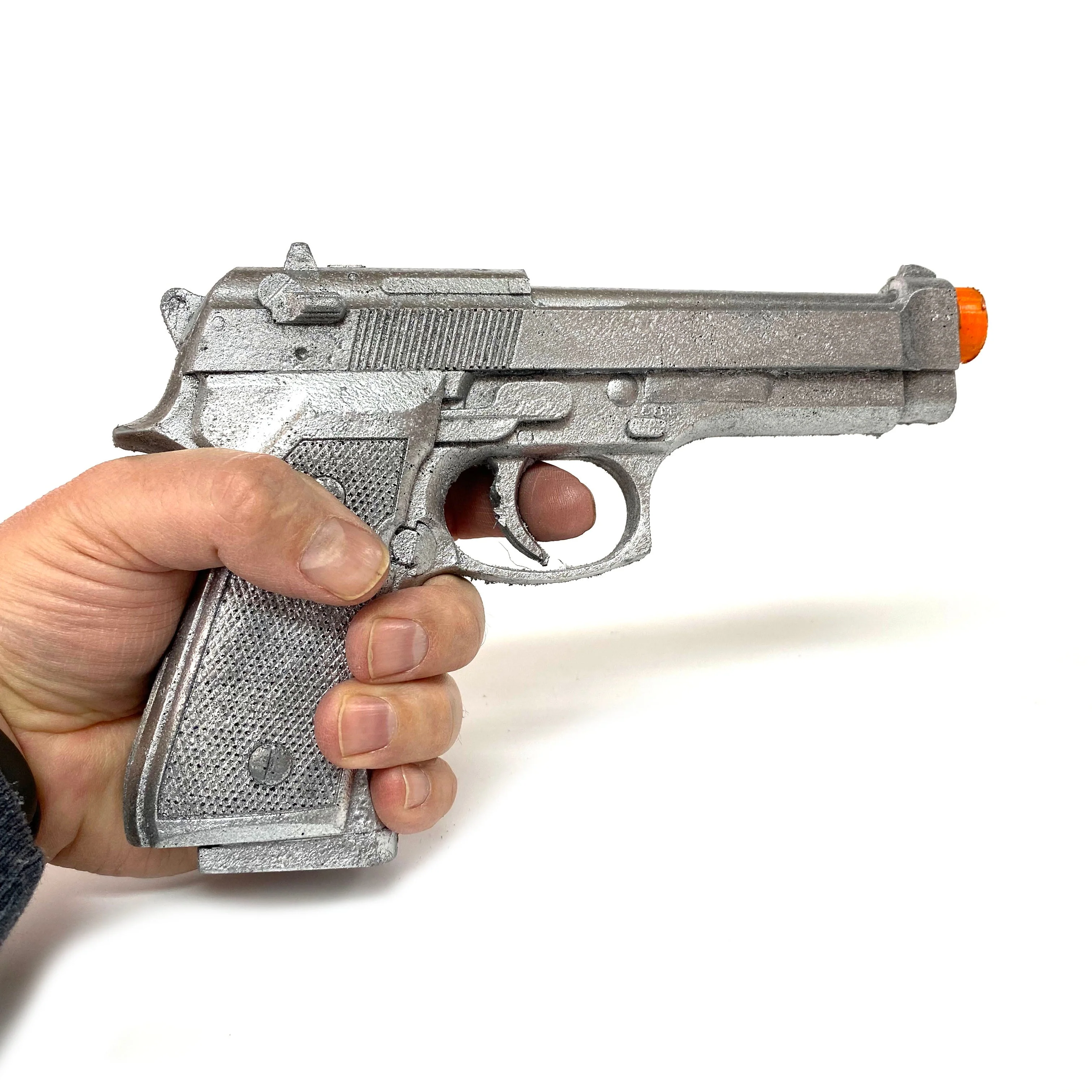 Foam Rubber Beretta 9mm Semi Automatic Style Inert Handgun Prop (Black, Silver, Apocalyptic) - Image 10