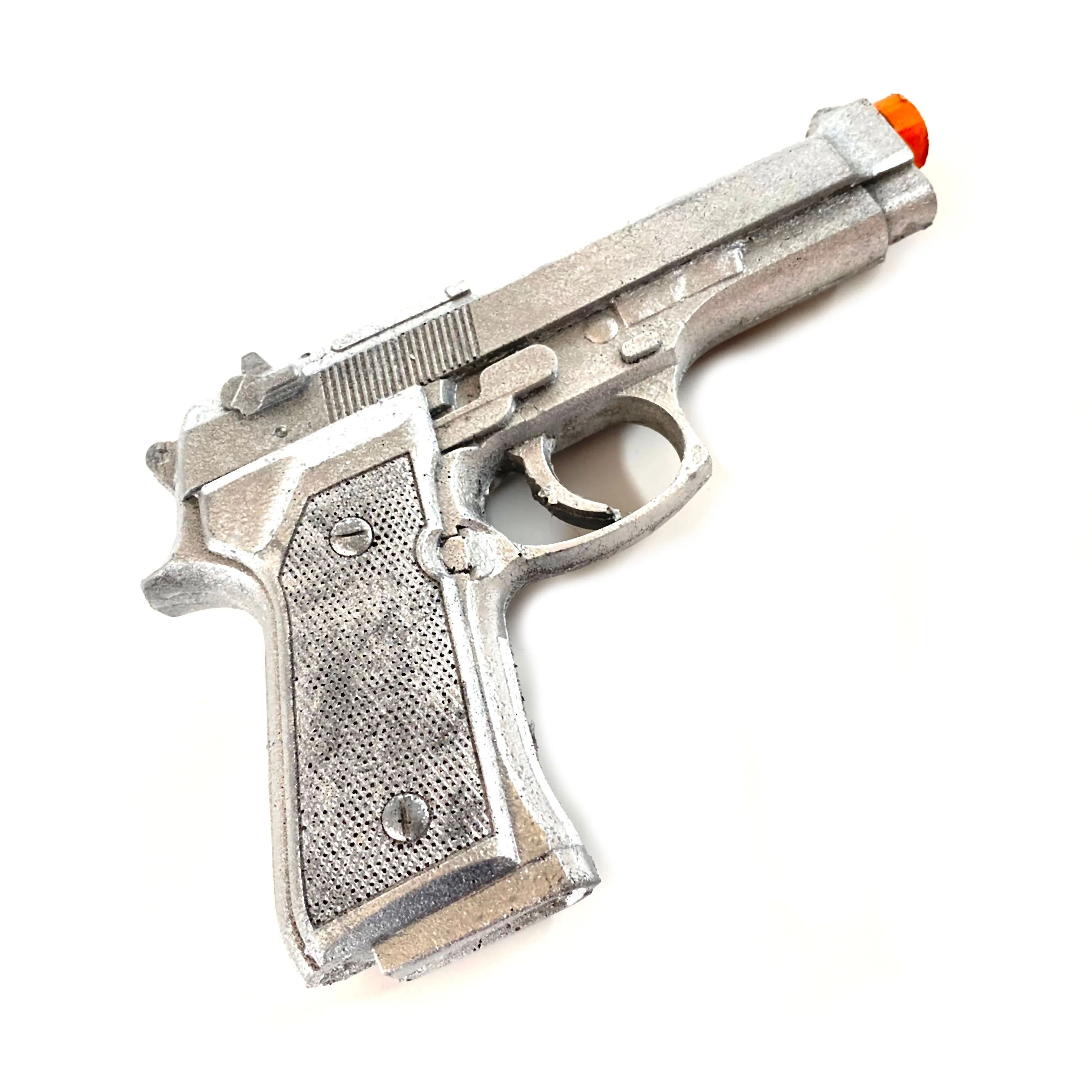 Foam Rubber Beretta 9mm Semi Automatic Style Inert Handgun Prop (Black, Silver, Apocalyptic) - Image 7