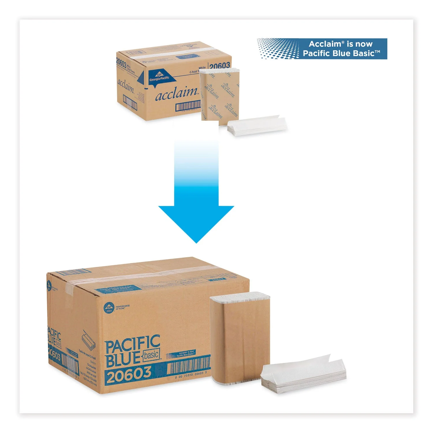 Georgia Pacific Pacific Blue Basic C-Fold Paper Towels, 10.1 x 13.2, White, 240/Pack, 10 Packs/Carton - Image 2