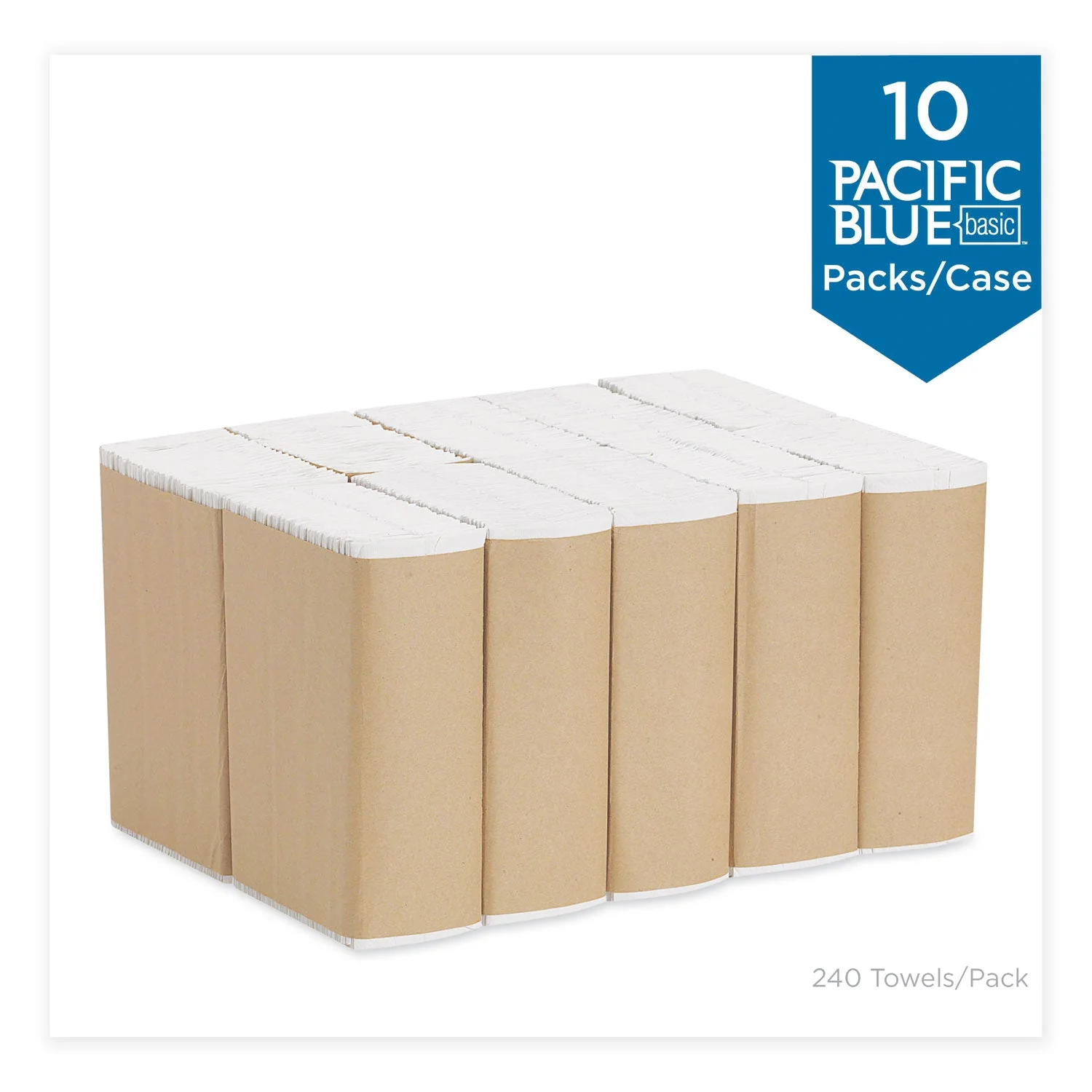 Georgia Pacific Pacific Blue Basic C-Fold Paper Towels, 10.1 x 13.2, White, 240/Pack, 10 Packs/Carton - Image 4