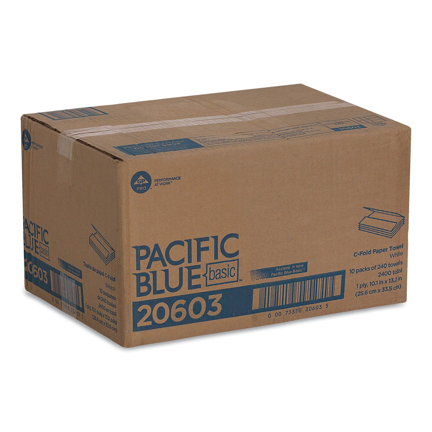 Georgia Pacific Pacific Blue Basic C-Fold Paper Towels, 10.1 x 13.2, White, 240/Pack, 10 Packs/Carton - Image 5
