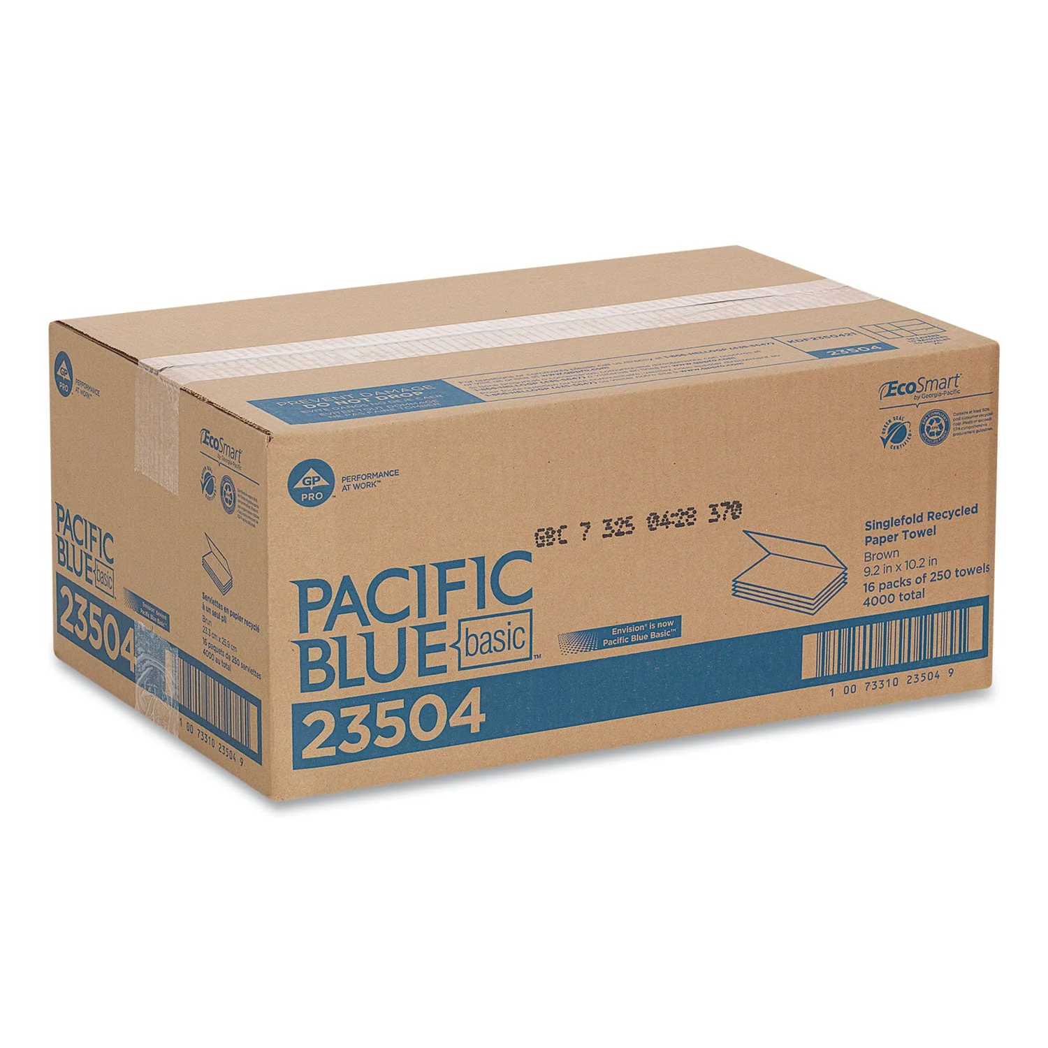Georgia Pacific Pacific Blue Basic S-Fold Paper Towels, 10.25 x 9.25, Brown, 250/Pack, 16 Packs/Carton - Image 3