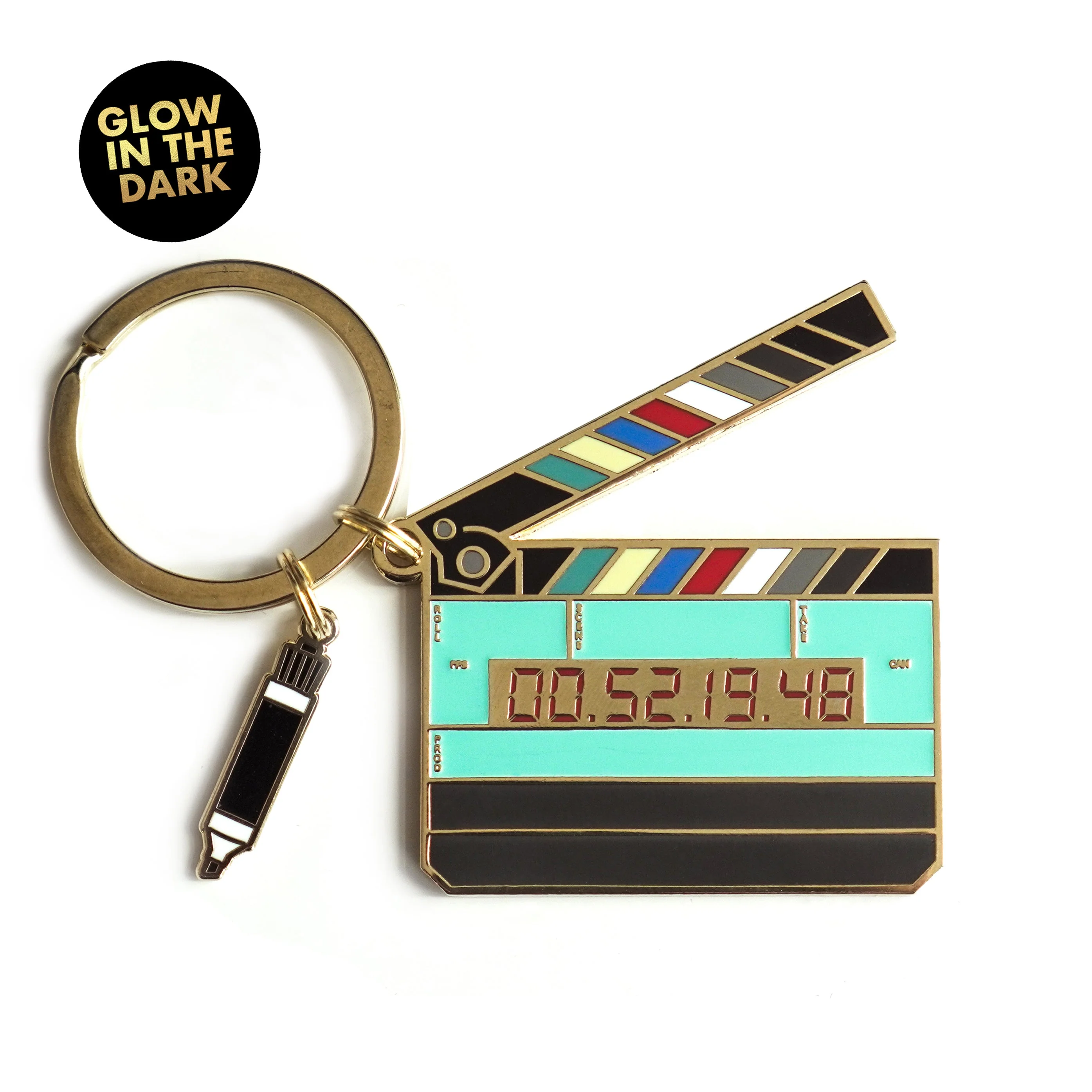 Glow in the Dark Large Timecode Slate Keychain - Image 3