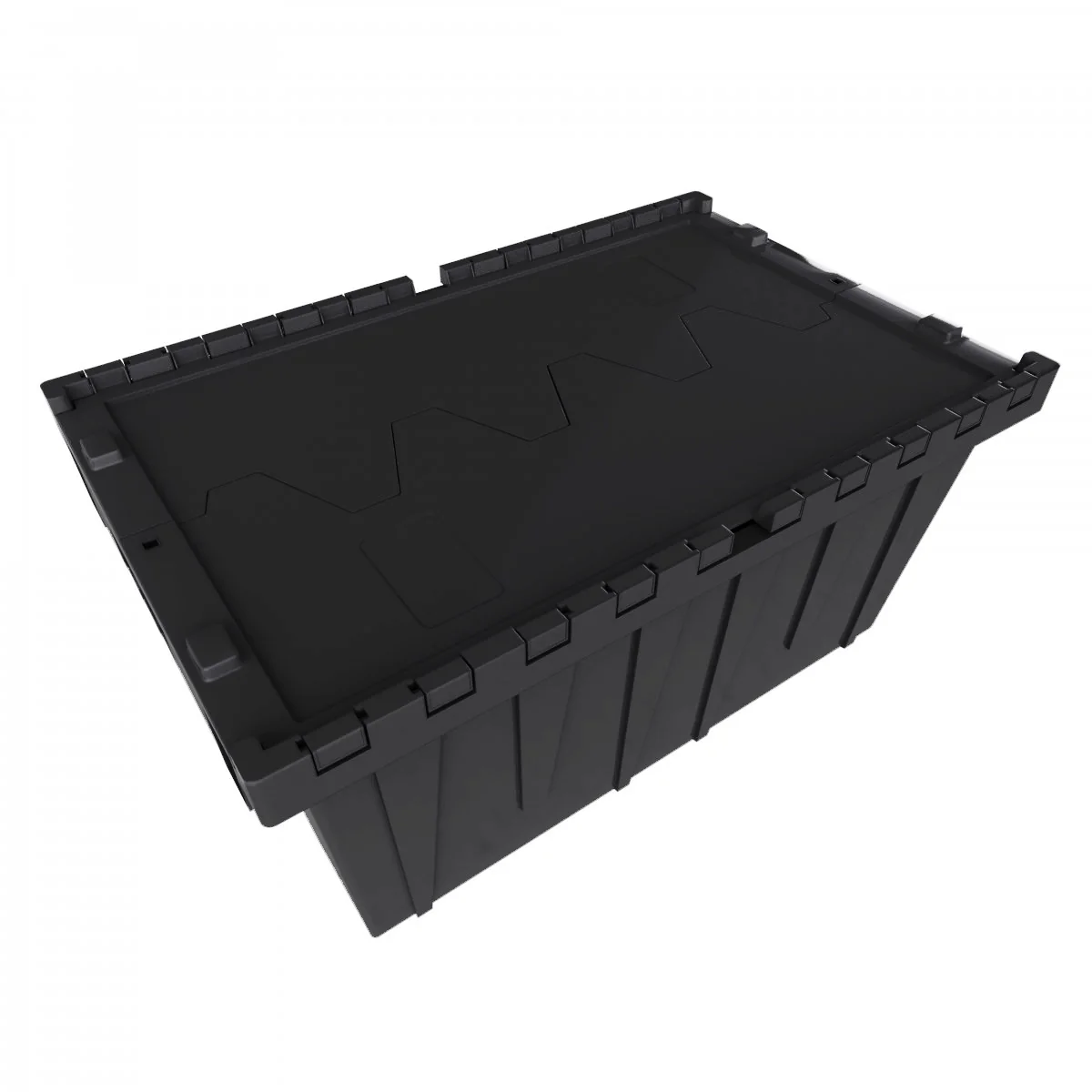 Heavy Duty 1.7 CU. FT / 12 Gallon Hinged Lid Plastic Tote Storage Container (Black, Blue, Grey, Green, Red) - Image 4