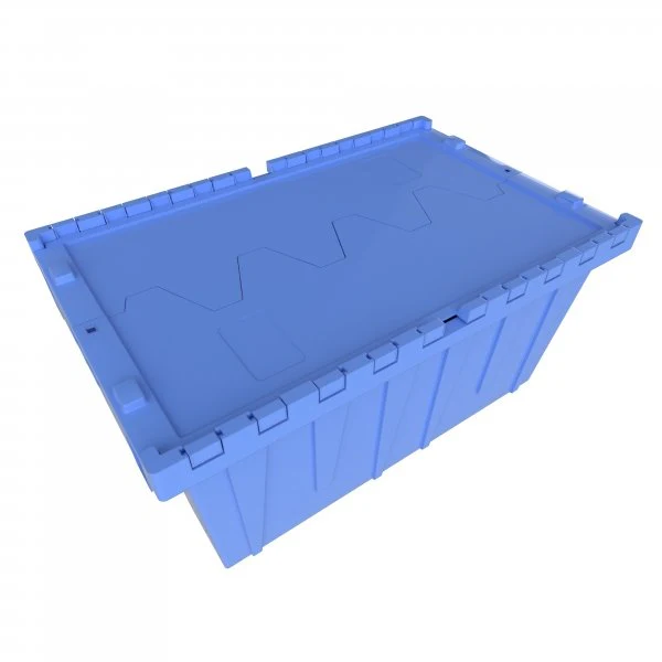 Heavy Duty 1.7 CU. FT / 12 Gallon Hinged Lid Plastic Tote Storage Container (Black, Blue, Grey, Green, Red) - Image 5