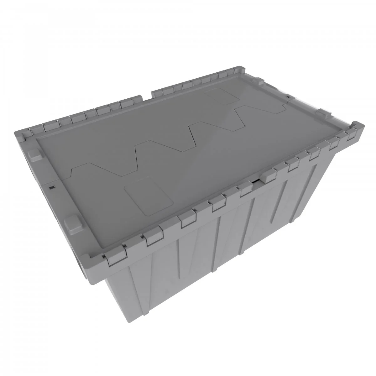 Heavy Duty 1.7 CU. FT / 12 Gallon Hinged Lid Plastic Tote Storage Container (Black, Blue, Grey, Green, Red) - Image 7