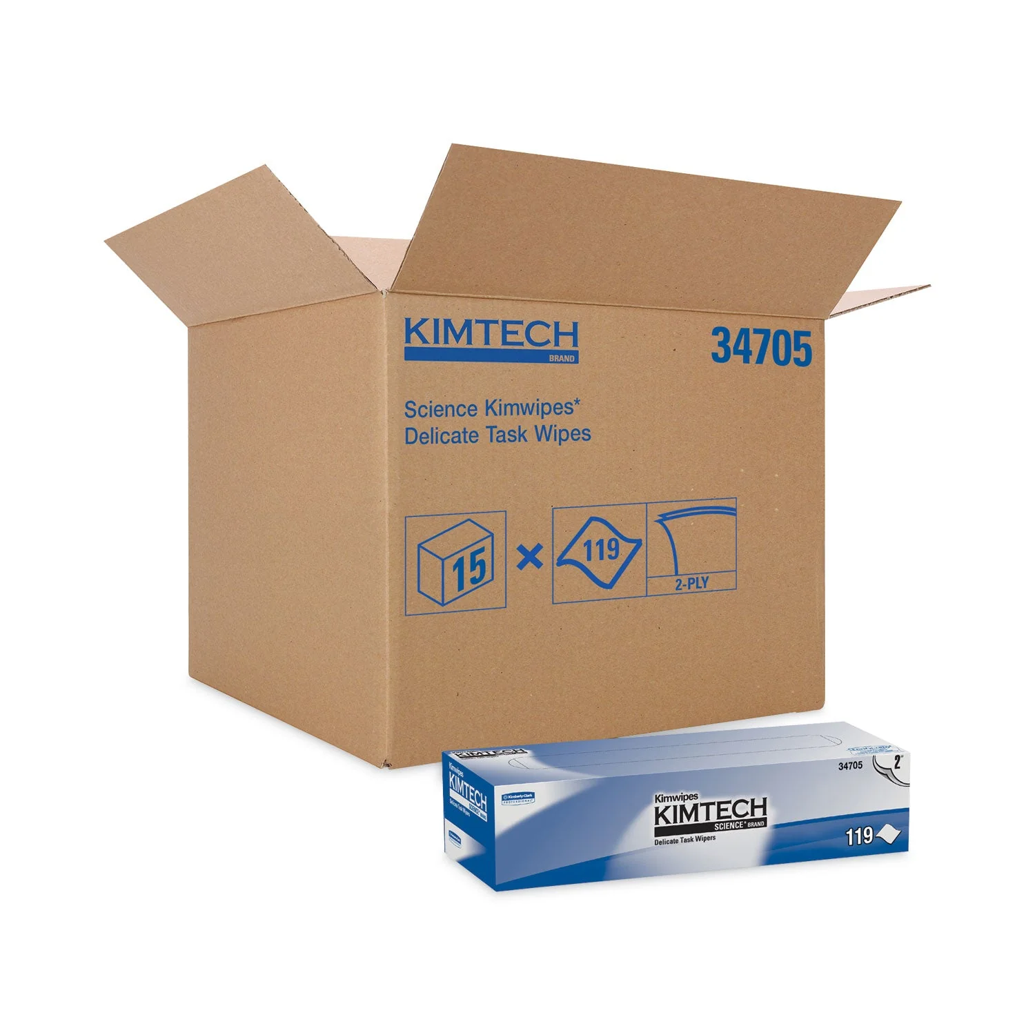 Kimtech 34705 Kimwipes Delicate Task Wipers 2-Ply 11.8 x 11.8, 120/Box, 15 Boxes/Carton - Image 5