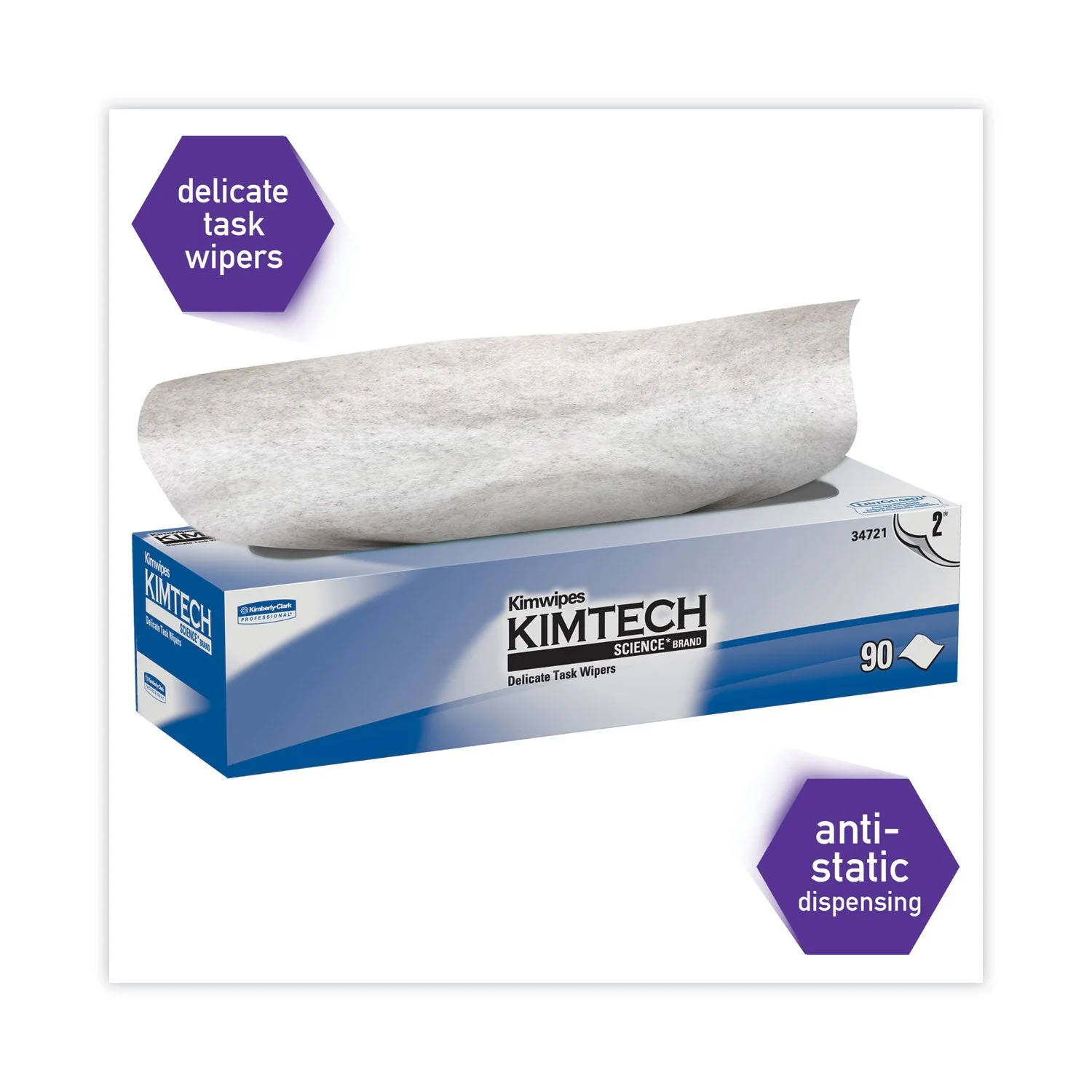 Kimtech 34721 Kimwipes Delicate Task Wipers 2-Ply, 14.7 x 16.6, 92/Box, 15 Boxes/Carton - Image 4